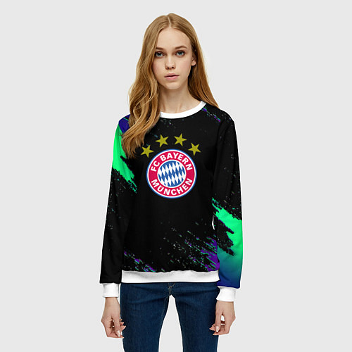 Женский свитшот Бавария Мюнхен краски текстура / 3D-Белый – фото 3