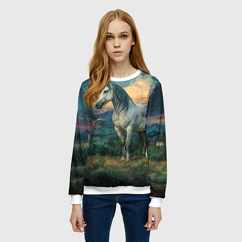 Женский свитшот Конь маслом / 3D-Белый – фото 3