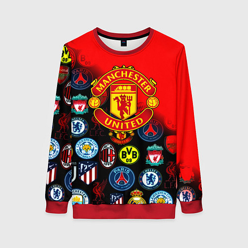 Женский свитшот Манчестер Юнайтед логотипы команд / 3D-Красный – фото 1