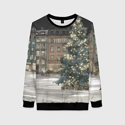Свитшот женский Елка во дворе, цвет: 3D-черный