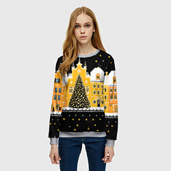 Свитшот женский Новогодняя ночь в городе, цвет: 3D-меланж — фото 2