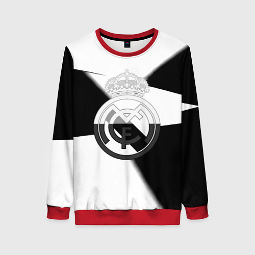 Женский свитшот Реал Мадрид геометрия полосы / 3D-Красный – фото 1