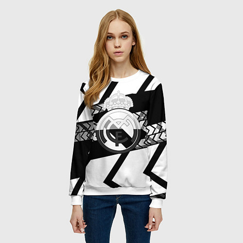 Женский свитшот Реал Мадрид краски полосы / 3D-Белый – фото 3