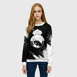 Свитшот женский Реал Мадрид черно белые краски, цвет: 3D-белый — фото 2