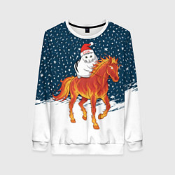 Свитшот женский Кот Бендер и огненный конь - 2026, цвет: 3D-белый