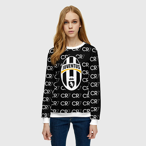 Женский свитшот Juventus sport pattern / 3D-Белый – фото 3