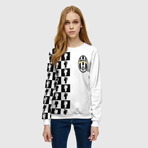 Женский свитшот Ювентус паттерн люди / 3D-Белый – фото 3