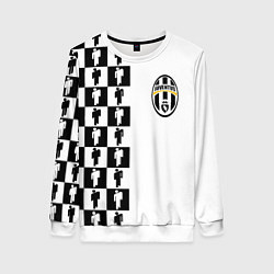 Свитшот женский Ювентус паттерн люди, цвет: 3D-белый