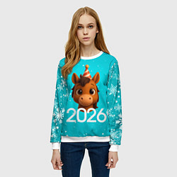 Свитшот женский Голова лошадки, цвет: 3D-белый — фото 2