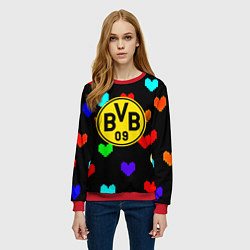 Свитшот женский Borussia сердца паттерн, цвет: 3D-красный — фото 2
