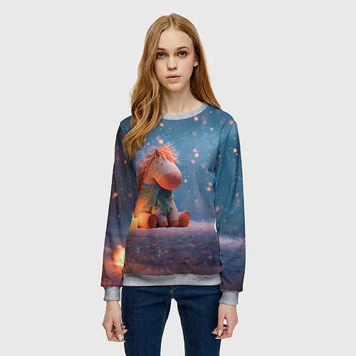 Женский свитшот Игрушечная лошадка 2026 / 3D-Меланж – фото 3