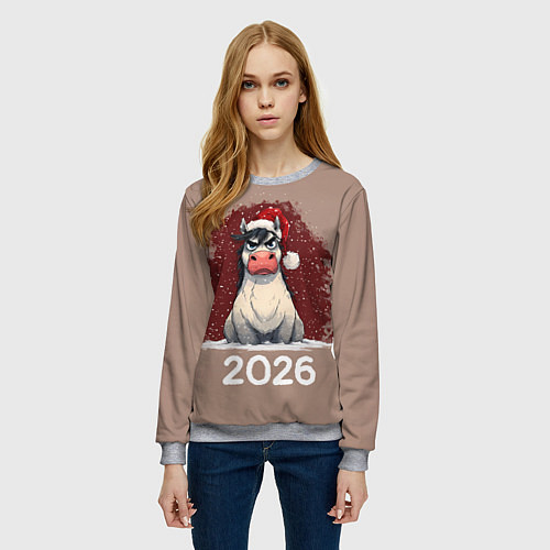 Женский свитшот Сердитая лошадка 2026 / 3D-Меланж – фото 3