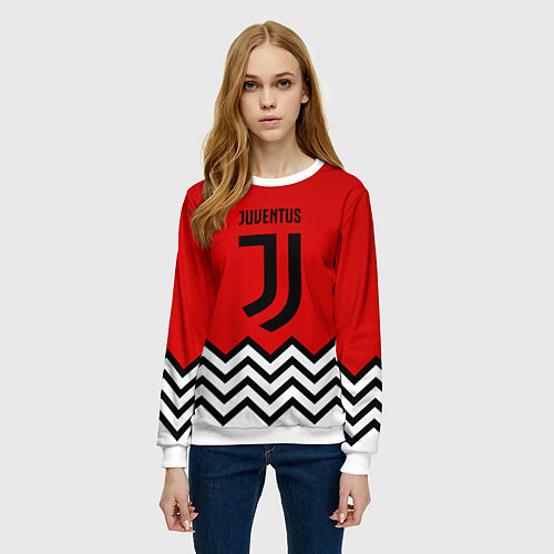Женский свитшот Ювентус полосы спорт / 3D-Белый – фото 3