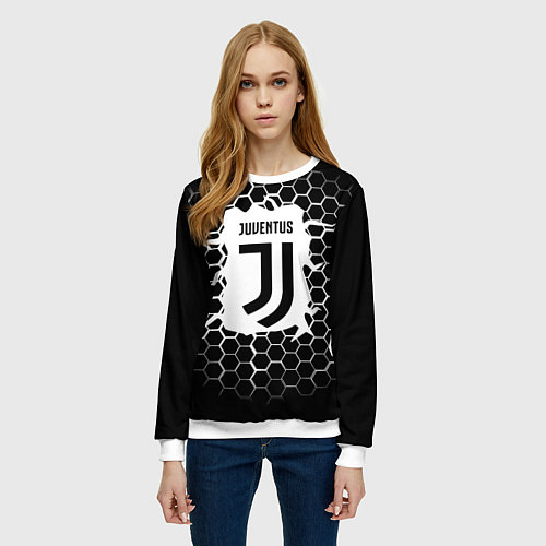 Женский свитшот Juventus соты текстура краски / 3D-Белый – фото 3