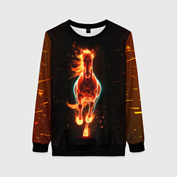 Женский свитшот Огненная лошадь из темноты
