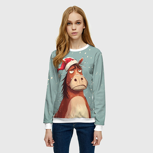 Женский свитшот Недовольная лошадка / 3D-Белый – фото 3