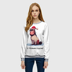 Свитшот женский Недовольная лошадка на белом, цвет: 3D-меланж — фото 2