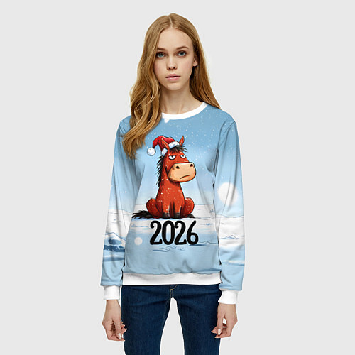 Женский свитшот Сердитая лошадка 2026 / 3D-Белый – фото 3