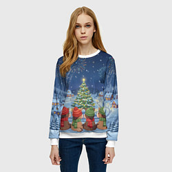 Свитшот женский Лошадки в новогоднюю ночь, цвет: 3D-белый — фото 2
