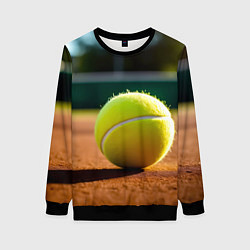 Свитшот женский Теннисный мяч на закате, цвет: 3D-черный