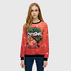 Свитшот женский Лошадь с ёлкой, цвет: 3D-черный — фото 2