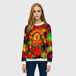Свитшот женский Манчестер Юнайтед тропики, цвет: 3D-белый — фото 2