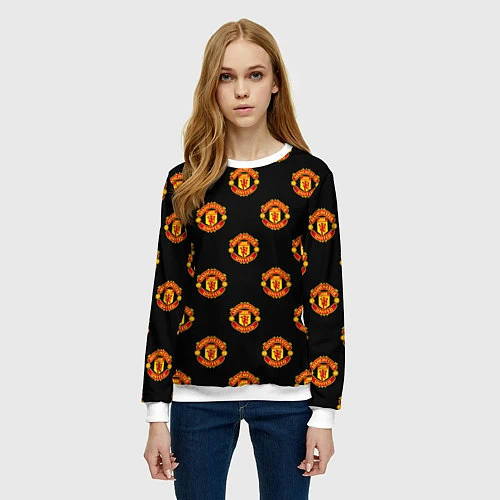 Женский свитшот Manchester United Pattern / 3D-Белый – фото 3