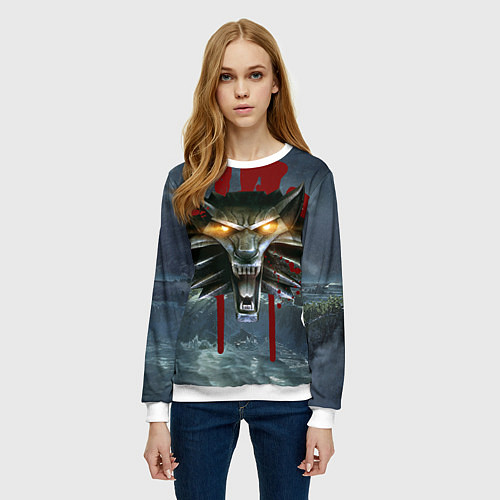 Женский свитшот Амулет Ведьмака / 3D-Белый – фото 3