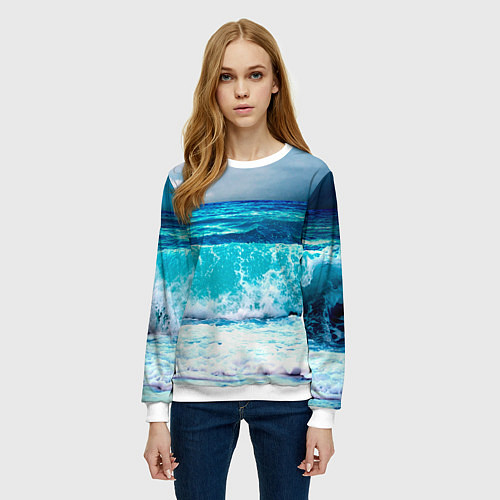 Женский свитшот Волны / 3D-Белый – фото 3