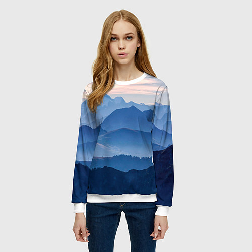 Женский свитшот Горы / 3D-Белый – фото 3