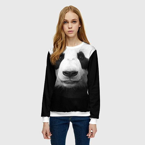 Женский свитшот Взгляд панды / 3D-Белый – фото 3