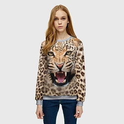 Свитшот женский Взгляд леопарда, цвет: 3D-меланж — фото 2