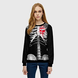 Свитшот женский Скелет с сердцем, цвет: 3D-черный — фото 2