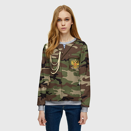 Женский свитшот Униформа дембеля / 3D-Меланж – фото 3