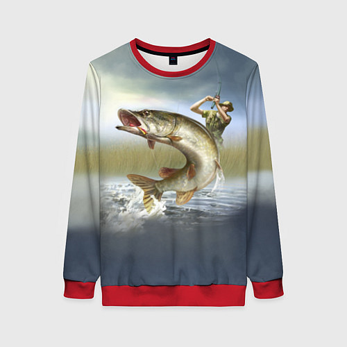 Женский свитшот Дерзская щука / 3D-Красный – фото 1