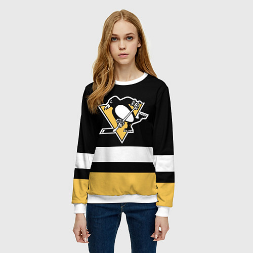 Женский свитшот Pittsburgh Penguins: Black / 3D-Белый – фото 3