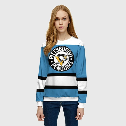 Женский свитшот Pittsburgh Penguins: White / 3D-Белый – фото 3