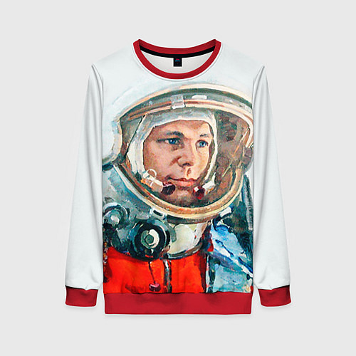 Женский свитшот Гагарин в полете / 3D-Красный – фото 1