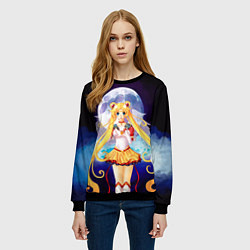 Свитшот женский Сейлор Мун, цвет: 3D-черный — фото 2