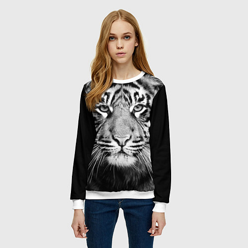 Женский свитшот Красавец тигр / 3D-Белый – фото 3