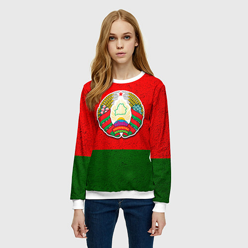 Женский свитшот Герб Беларуси / 3D-Белый – фото 3