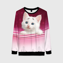 Свитшот женский Белый котёнок, цвет: 3D-черный