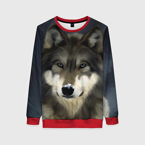 Женский свитшот Зимний волк / 3D-Красный – фото 1