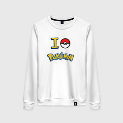 Свитшот хлопковый женский Покемон I love pokemon, цвет: белый