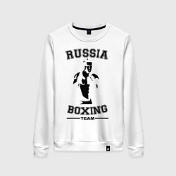 Свитшот хлопковый женский Russia Boxing Team, цвет: белый