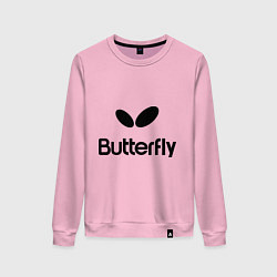 Свитшот хлопковый женский Butterfly Logo, цвет: светло-розовый