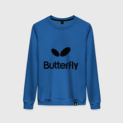 Свитшот хлопковый женский Butterfly Logo, цвет: синий
