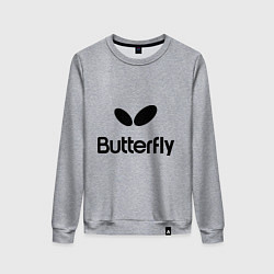 Свитшот хлопковый женский Butterfly Logo, цвет: меланж