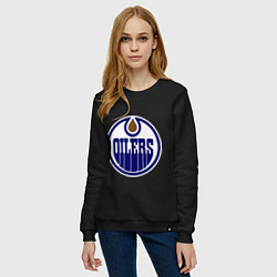 Свитшот хлопковый женский Edmonton Oilers, цвет: черный — фото 2