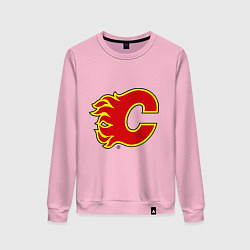 Свитшот хлопковый женский Calgary Flames цвета светло-розовый — фото 1